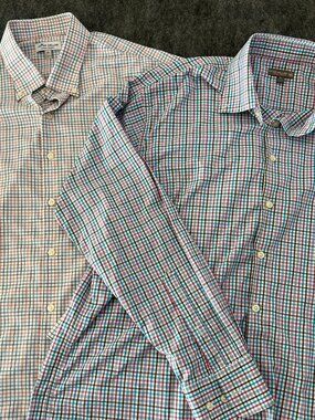 Lot of 2 Peter Millar XL Summer Comfort Long Sleeve Button Down Shirt Plaid